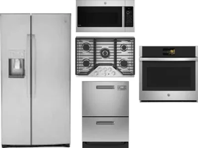5 Piece Package Includes Refrigerator, Cooktop, Wall Oven, Microwave And Dishwasher